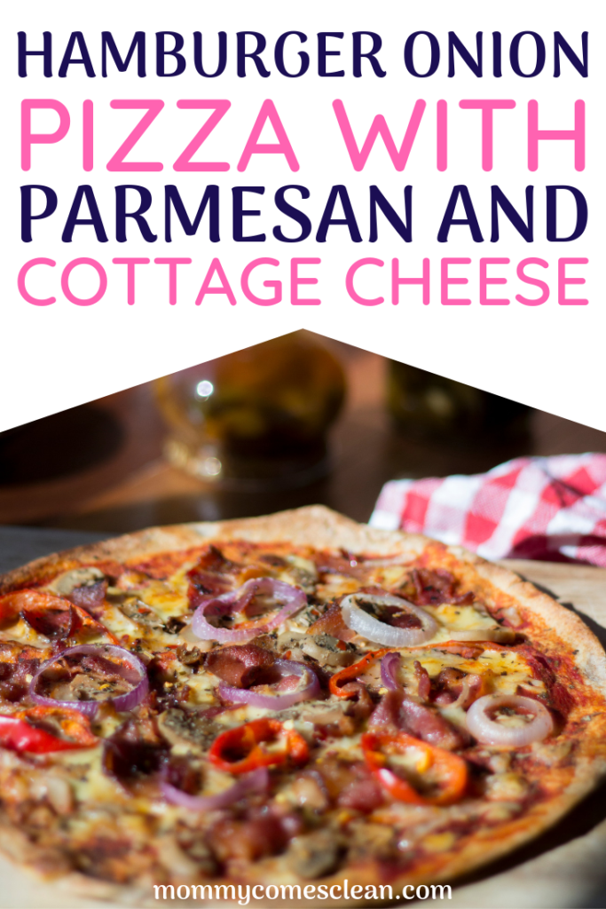 This pizza recipe was born out of one of those "let's just use what's in the fridge" nights. The result: a delicious, hamburger-onion pizza topped with parmesan and cottage cheese. Sooooooo delicious. You have to try it!